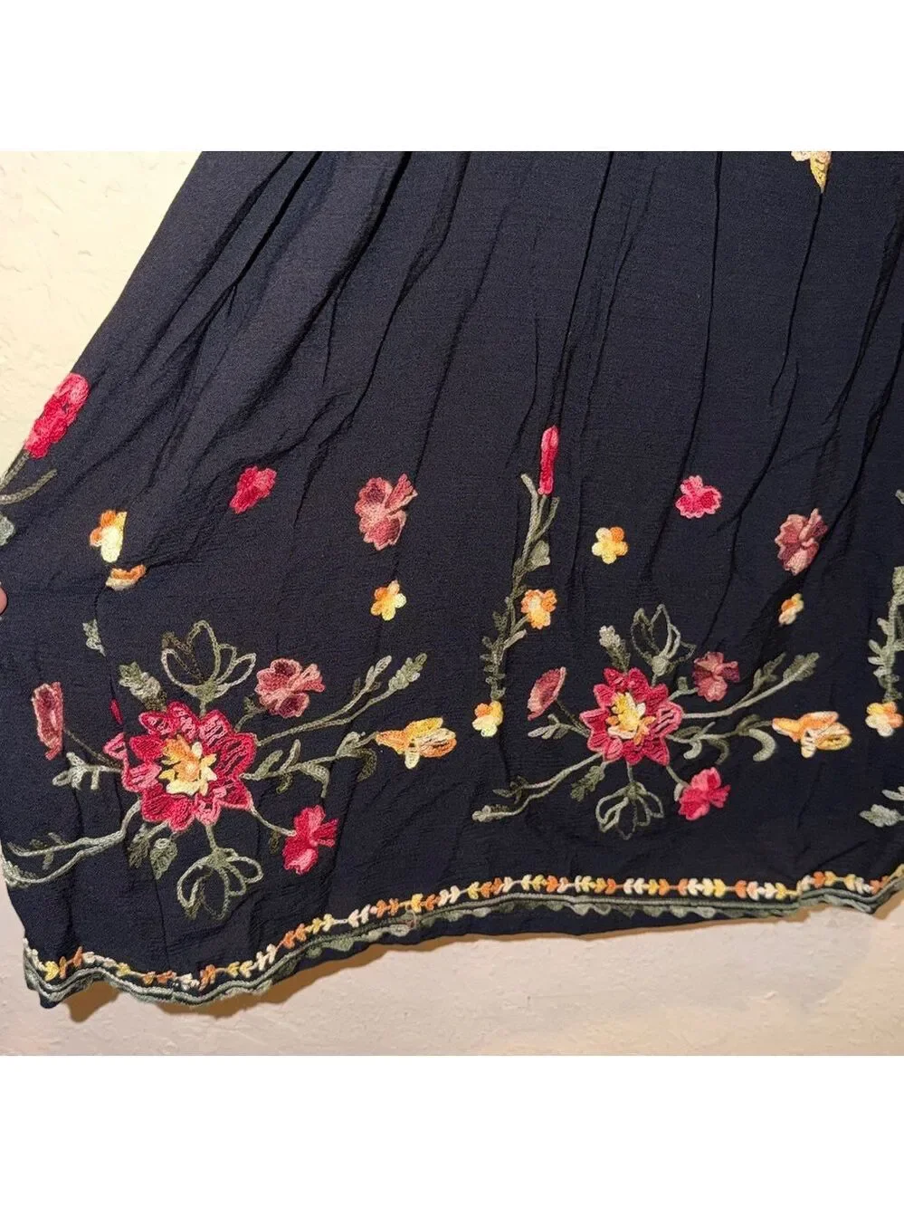 Vintage floral embroidered skirt cottagecore granny garden modest teacher - Picture 5 of 8